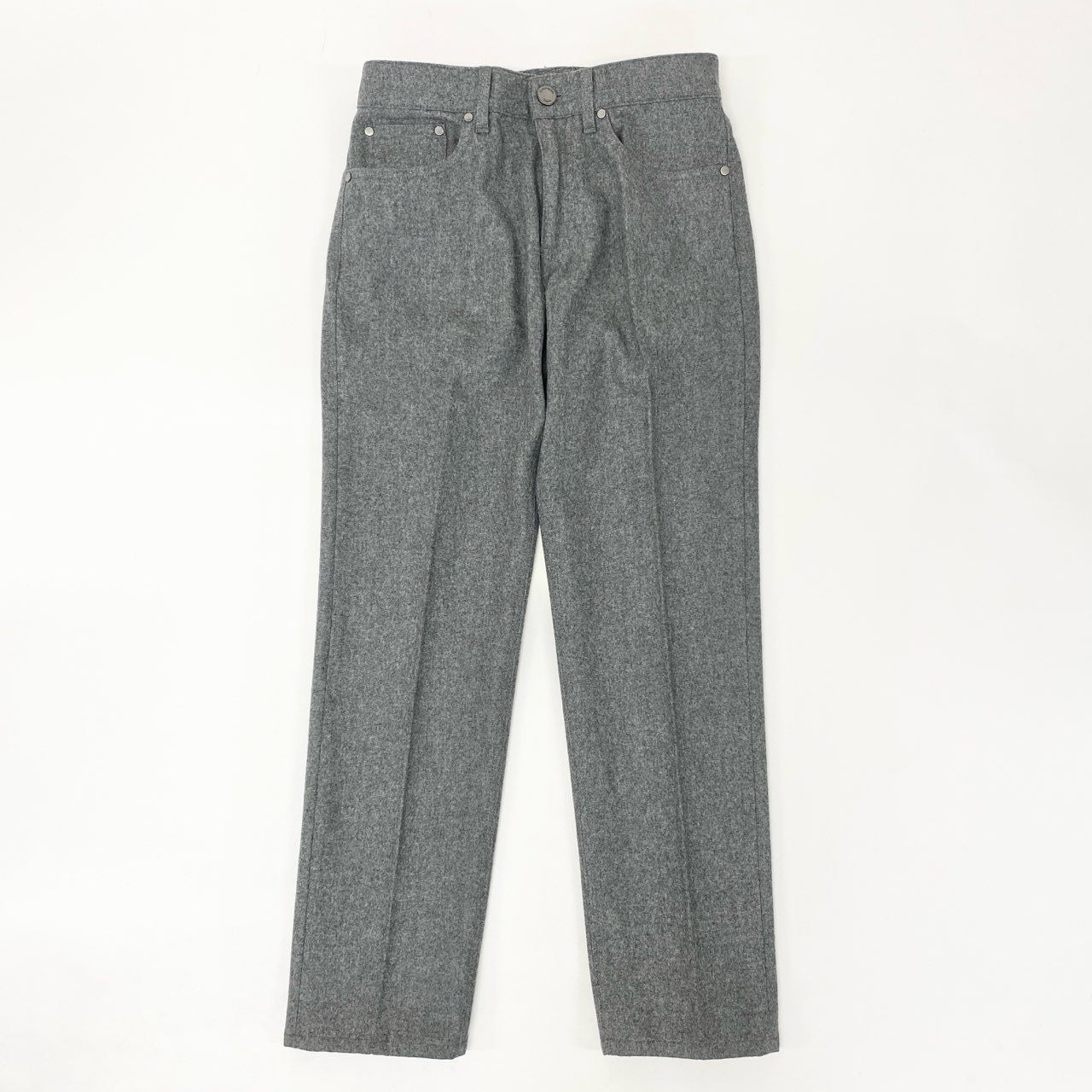 10i16《極美品》 Ermenegildo Zegna エルメネジルドゼニア トラウザーズパンツ ウールスラックス ボトムス レザーパッチ 31 グレー ウール メンズu02t