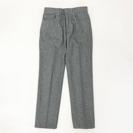 10i16《極美品》 Ermenegildo Zegna エルメネジルドゼニア トラウザーズパンツ ウールスラックス ボトムス レザーパッチ 31 グレー ウール メンズu02t