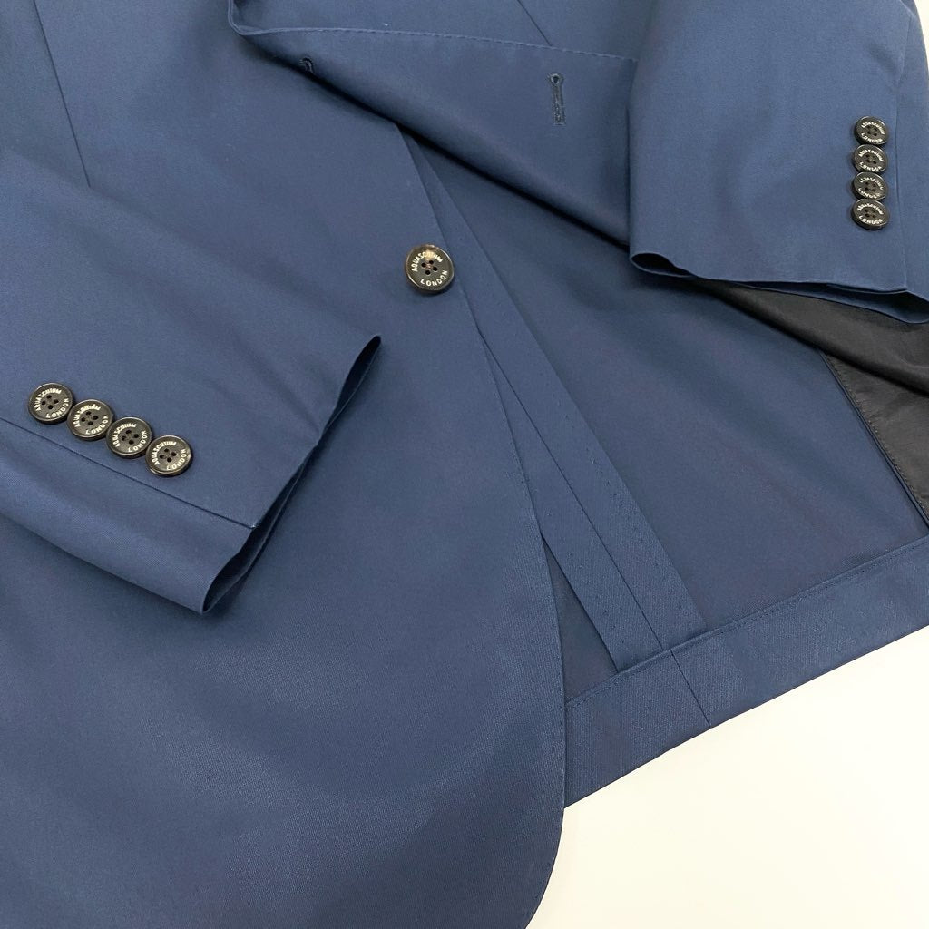 66a12 Aquascutum アクアスキュータム テーラードジャケット 背抜き シングル 2B フォーマル 無地 メンズ 紳士服 90A4 ネイビー コットン100％u02t