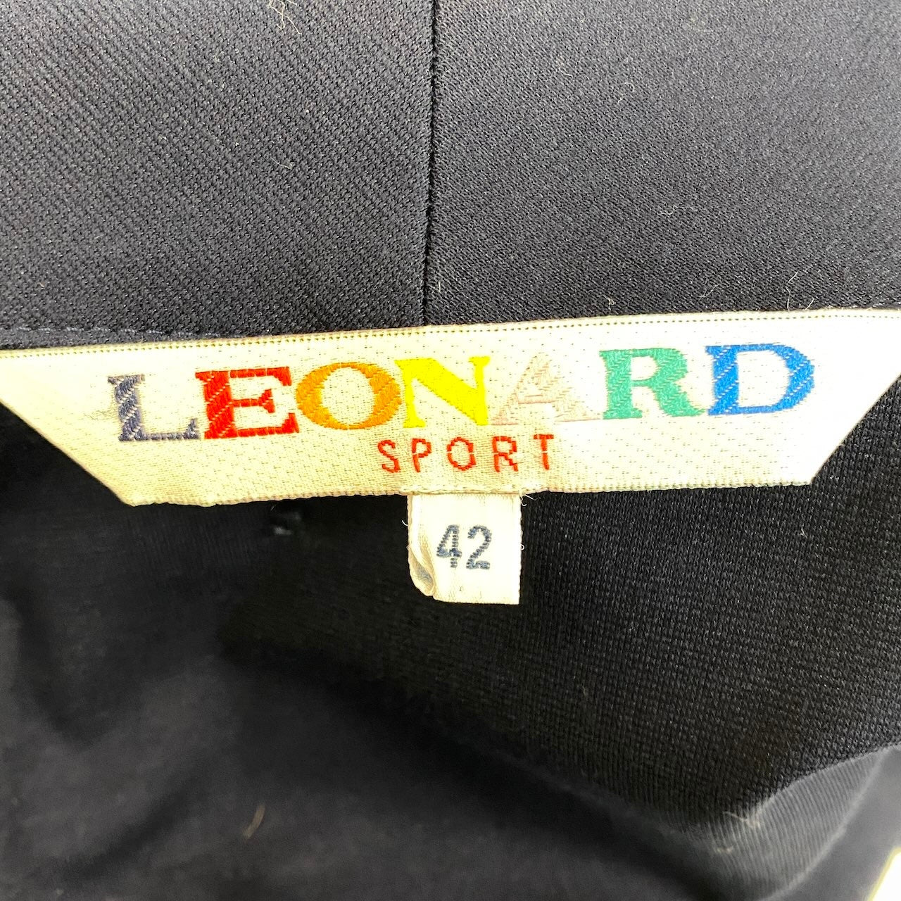 7h28 LEONARD SPORT レオナールスポーツ テーラードジャケット アンコンジャケット ストレッチ素材 サイズ42 ネイビー レディースu02t