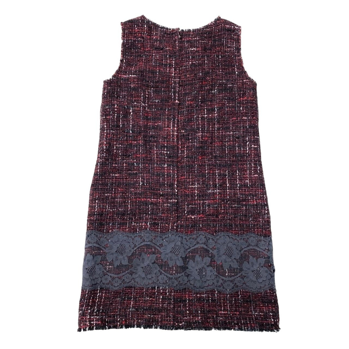 2i28 【美品】DOLCE&GABBANA ドルチェアンドガッパーナ ツイードノースリーブワンピース レース装飾 イタリア製 40サイズ マルチカラー レディース 女性用u02t