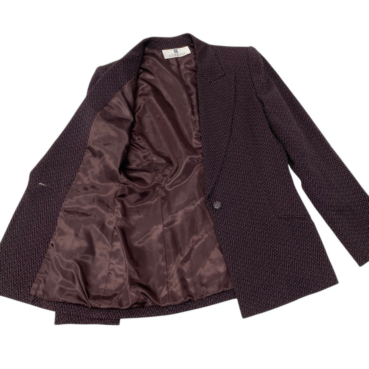 91h3 【美品】GIVENCHY ジバンシー テーラードジャケット ヘリンボーン柄 アウター 36サイズ ブラウン レディース 女性用u02t