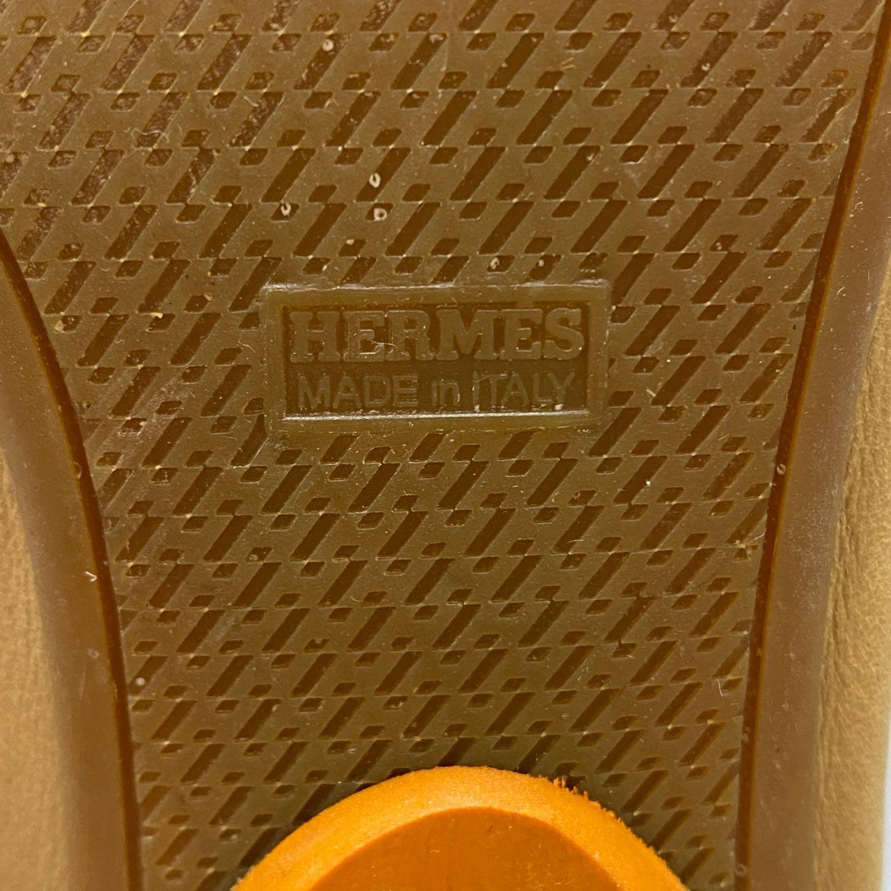 1k5 HERMES エルメス レザーバレエシューズ 37 ベージュ leather フラットシューズ バレリーナ イタリア製