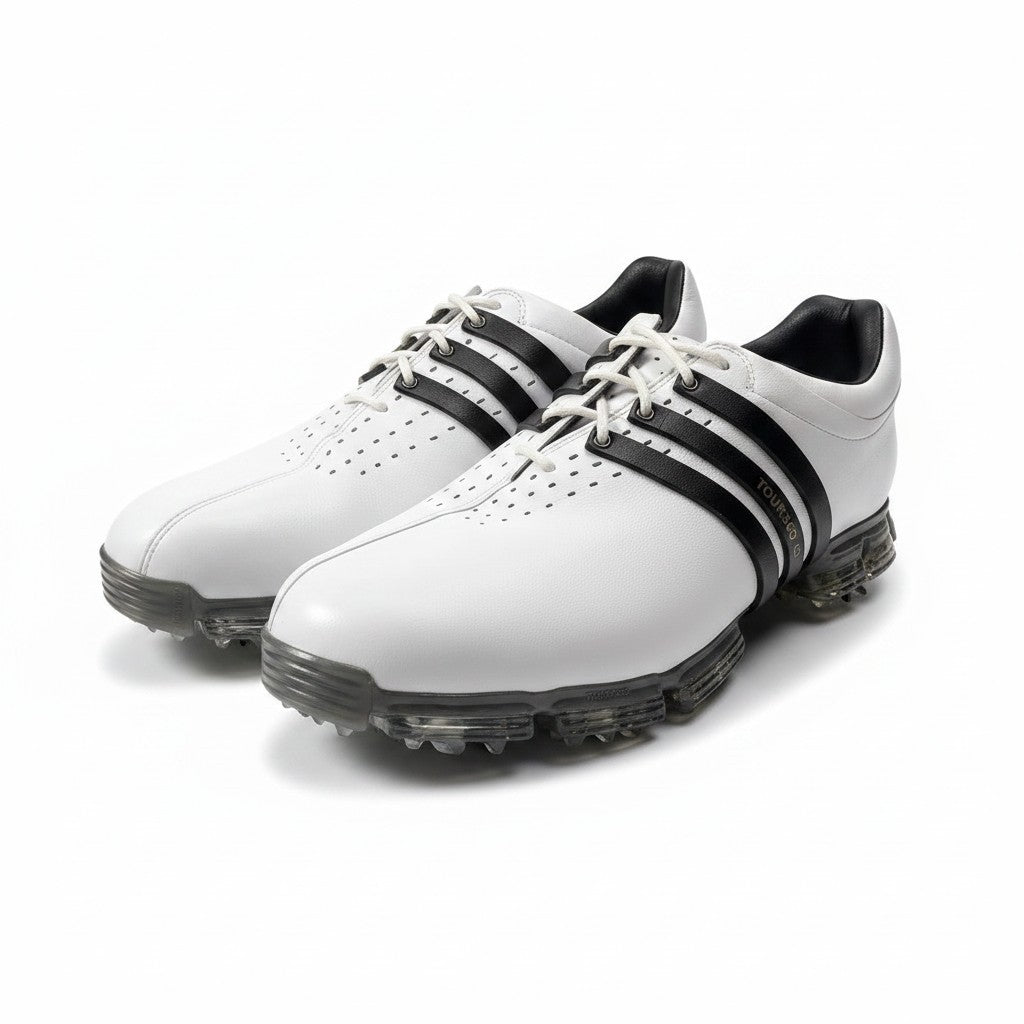 1h11 【極美品】adidas GOLF アディダス ゴルフ ゴルフシューズ TOUR360 3DFitFoam 26センチ ホワイト ブラック レザー メンズ 男性用t18r