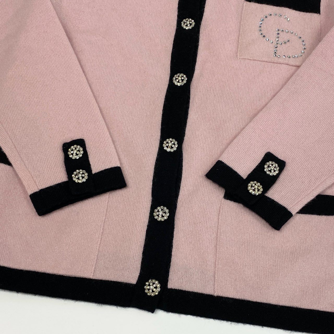 2L27 Vintage Christian Dior ヴィンテージ クリスチャンディオール Cashmere100% カシミヤニット Rhinestone Logo Knit Cardigan カーディガン レディース 女性用k02i