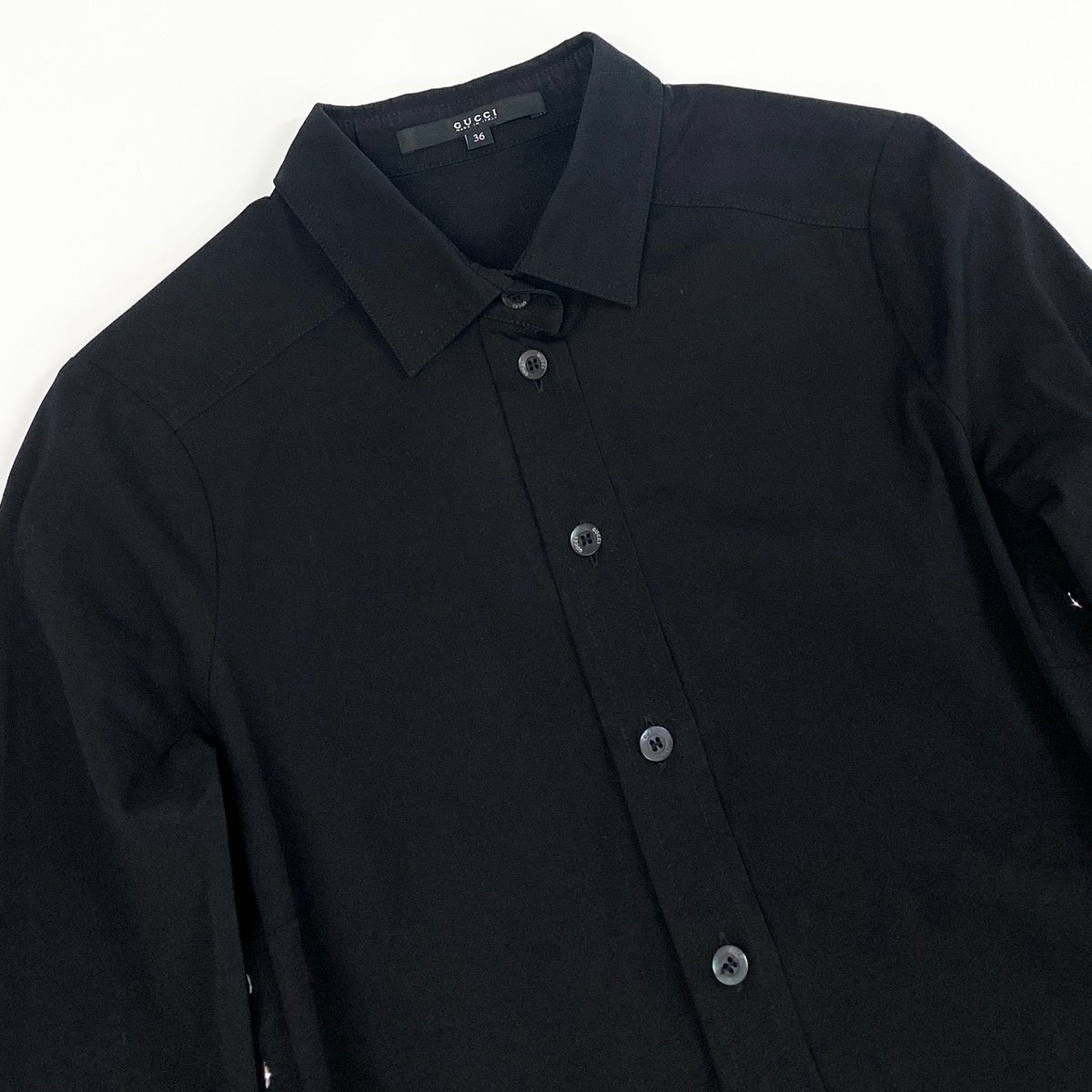Ee19 GUCCI グッチ サイドレースアップ 長袖シャツ ストレッチ サイズ36 ブラック レディース 女性服u02t
