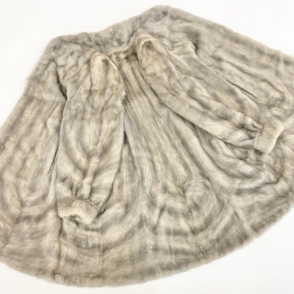 71L15 SAGA MINK サガミンク 銀サガ レアデザイン サファイアミンク ロングコート サイズF シルバーグレー 最高級本毛皮 MINK FUR ポケット有t18r