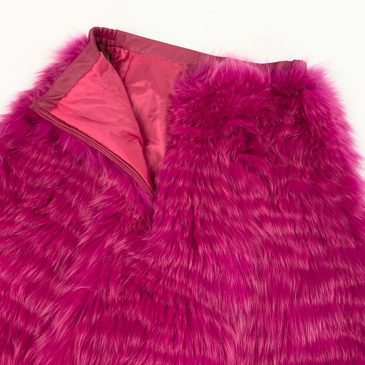 27k24《希少》 TESS 染めフォックスファー ロングスカート ピンク 最高級本毛皮 FOX FUR リアルファーt18r