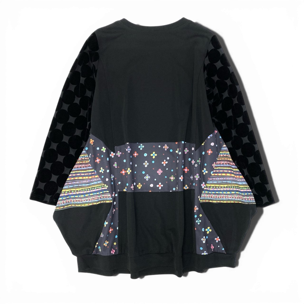 15c3 TOKUKO 1er VOL トクコプルミエヴォル ロングスリーブ チュニックワンピース 総柄プリント  レディース 女性服 サイズ9 ブラックu02t