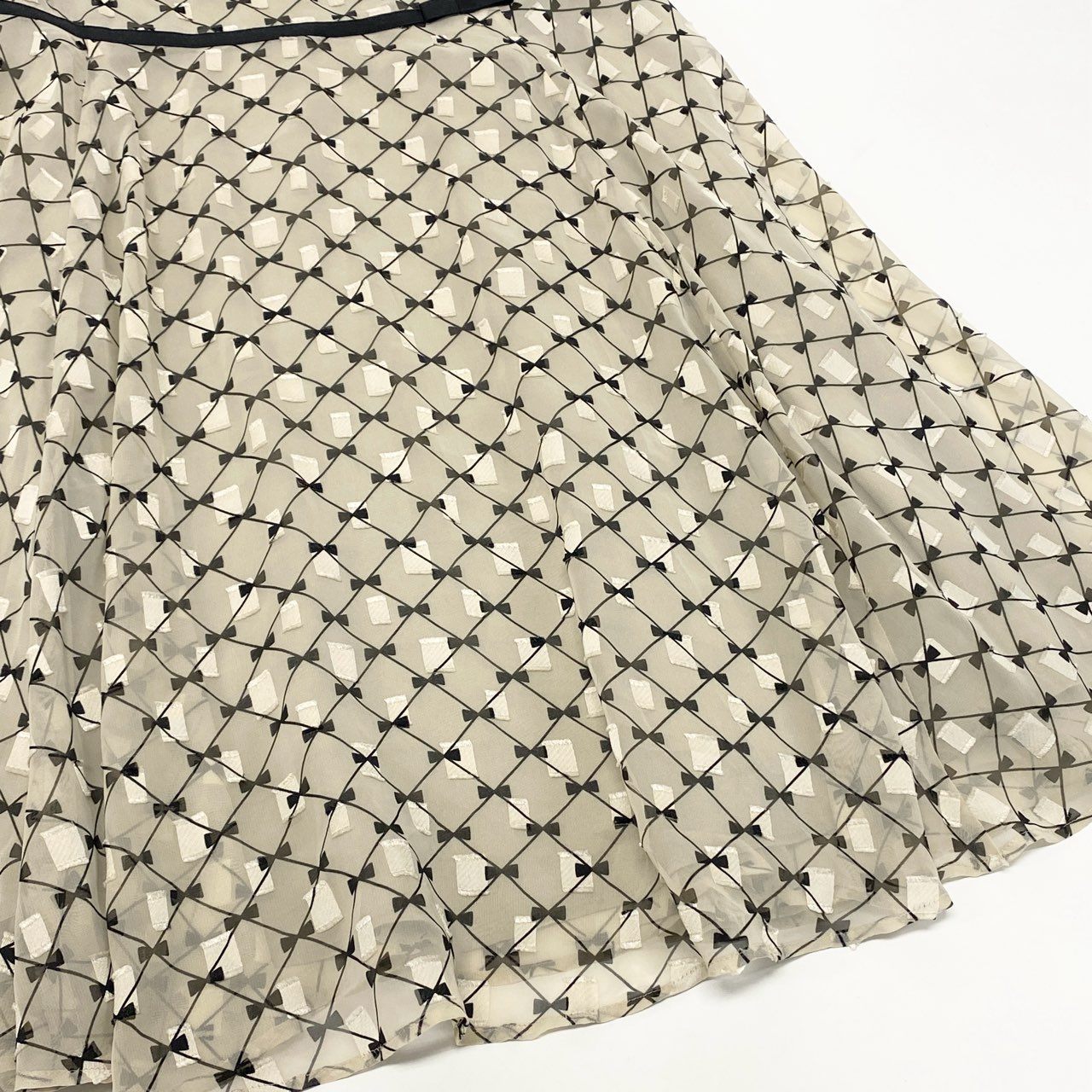 47k5 TOCCA トッカ CHECKER RIBBON チェッカーリボンワンピース ランドリーライン 洗える○ 半袖 総柄 シアー レディース 女性用 OPTOCA0050 2 ベージュ系o07t