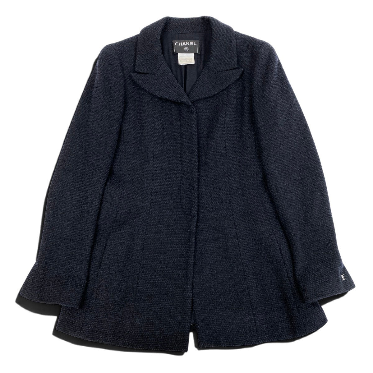 Cj19 CHANEL シャネル 2001年 01C ココマーク ロングジャケット P16814V09124 サイズ36 ブラック レディースo07t