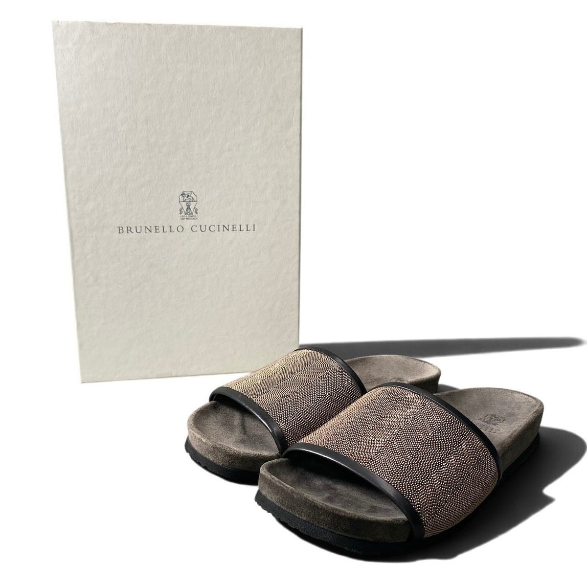 h10 【極美品】BRUNELLO CUCINELLI プレシャス ジュエリーサンダル ビーズ 37サイズ ブラウン レディース 女性用k02i
