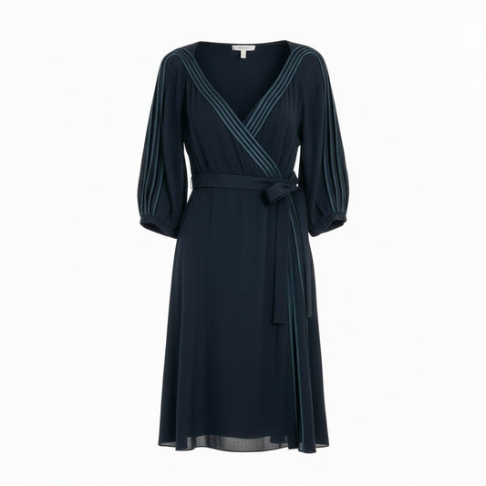 b23 GUCCI グッチ トムフォード期 ウエストリボン カシュクール 長袖ワンピース サイズ40 ブラック レディースk02i