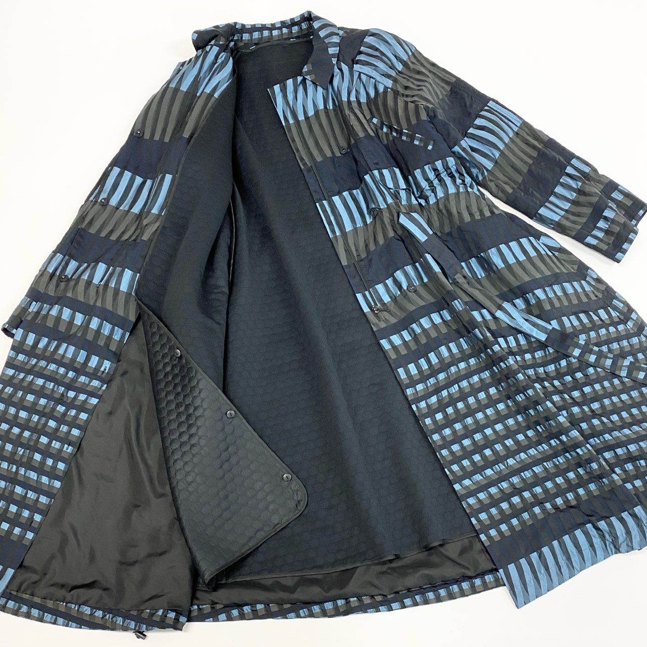 39L12 《美品》 TOKUKO 1er VOL トクコプルミエヴォル ロングコート 総柄コート Aライン ライナー付き 9 光沢カラー レディース 女性用u02t