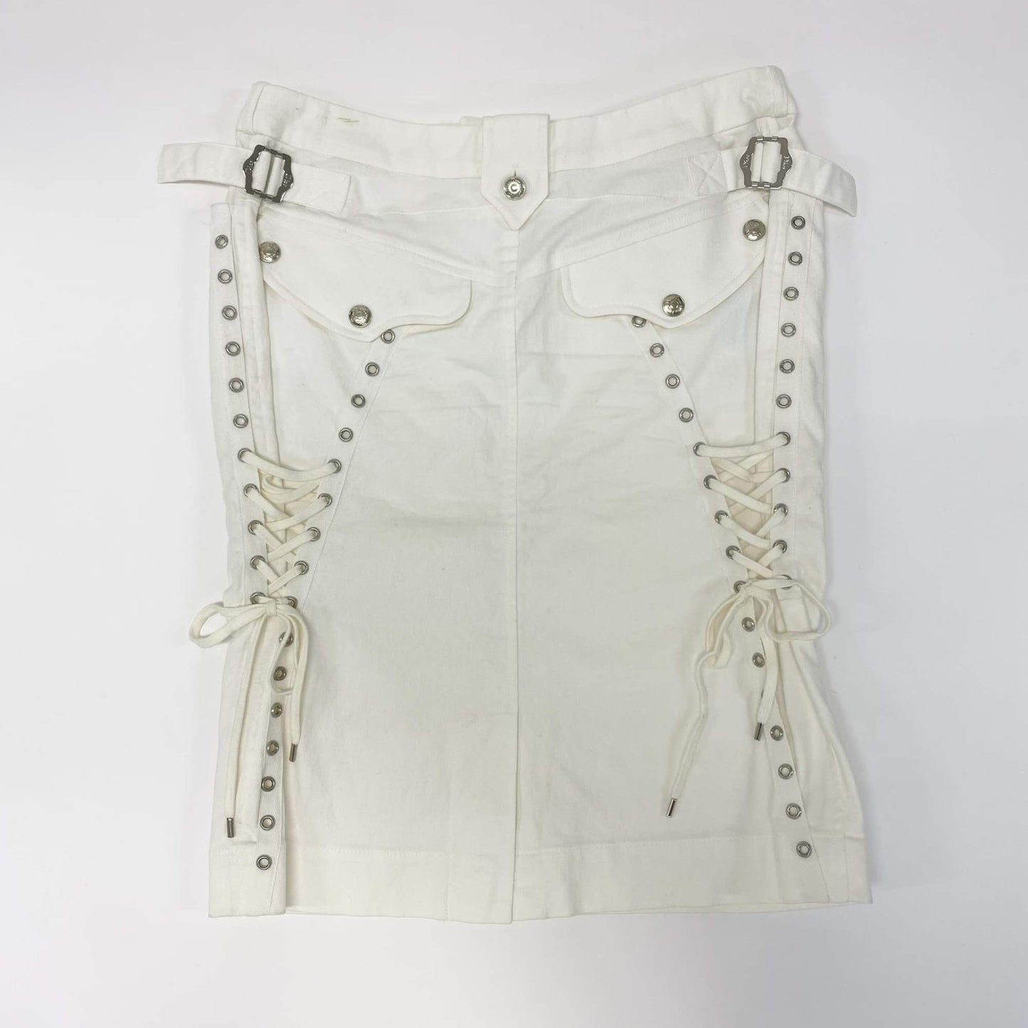 7L22 Christian Dior クリスチャンディオール Vintage Archive 2003 Laced Up Midi Skirt size FR38/USA6  レディース スカート ヴィンテージk02i