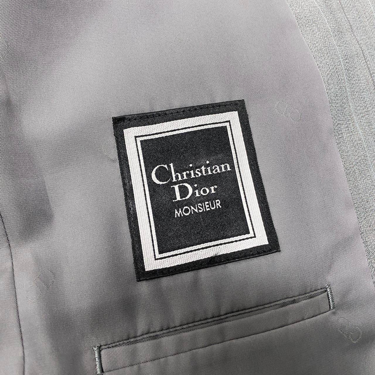 68g4 Christian Dior MONSIEUR クリスチャンディオール セットアップ シングルスーツ ストライプ柄 サイズAB6 グレー ウール100％ メンズ 紳士服o07t