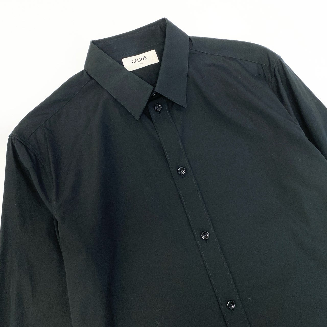 59a21 CELINE セリーヌ by エディスリマン 2C154808E Classic shirt 長袖シャツ ブラックシャツ ドレスシャツ サイズ39 ブラック メンズ トップスk02i