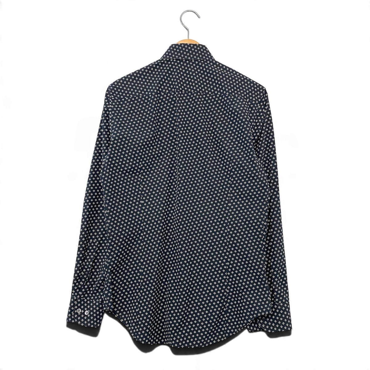24j14  GIORGIO ARMANI ジョルジオアルマーニ 長袖シャツ メンズシャツ コットンシャツ 総柄シャツ 38/15 ネイビー 綿100％ メンズ 男性用u02t