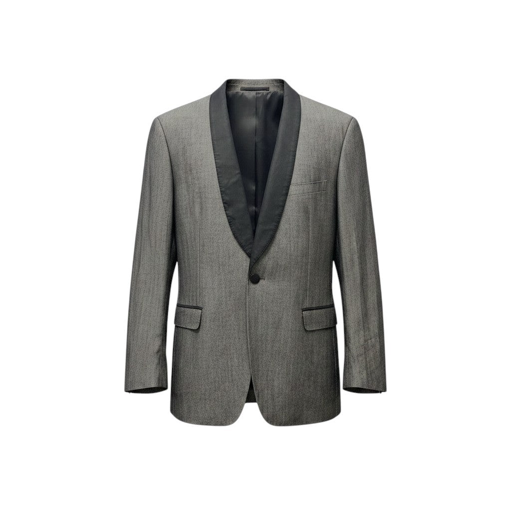 22f17 PS Paul Smith ピーエス ポールスミス ショールカラー ジャケット タキシード リネンブレンド バイカラー サイズM  ブラック メンズ 紳士服o07t