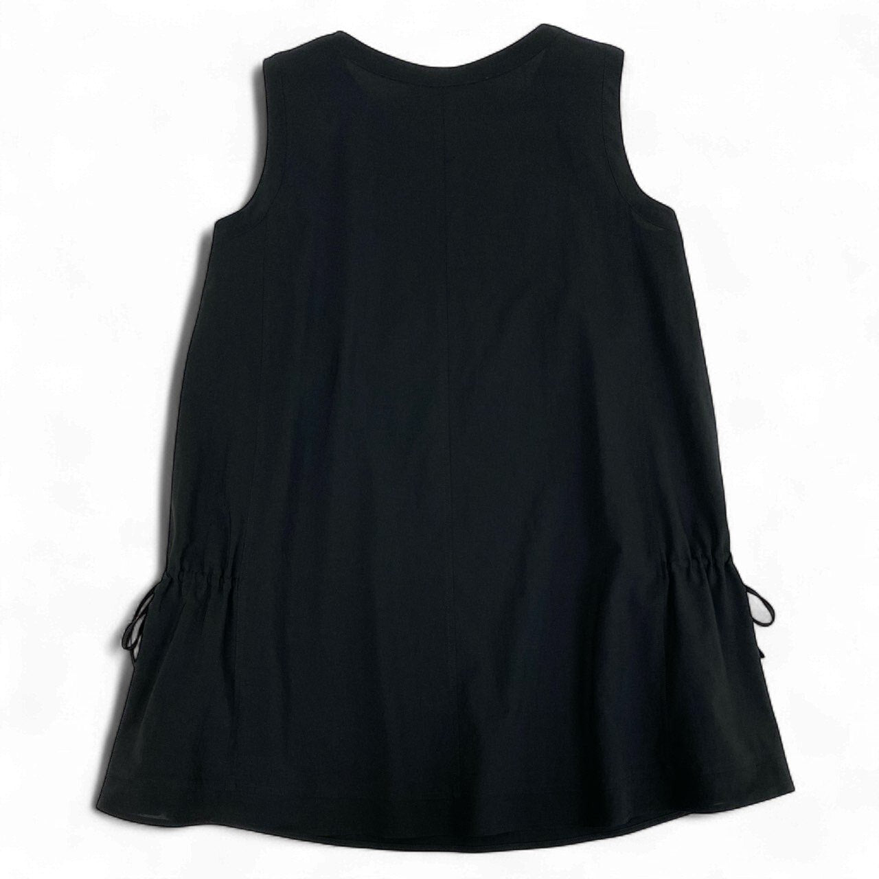 64k19《美品》TOKUKO 1er VOL トクコプルミエヴォル ノースリーブワンピース Aラインワンピース ボタニカル柄 刺繍 サイドリボン レディース 9 ブラックu02t