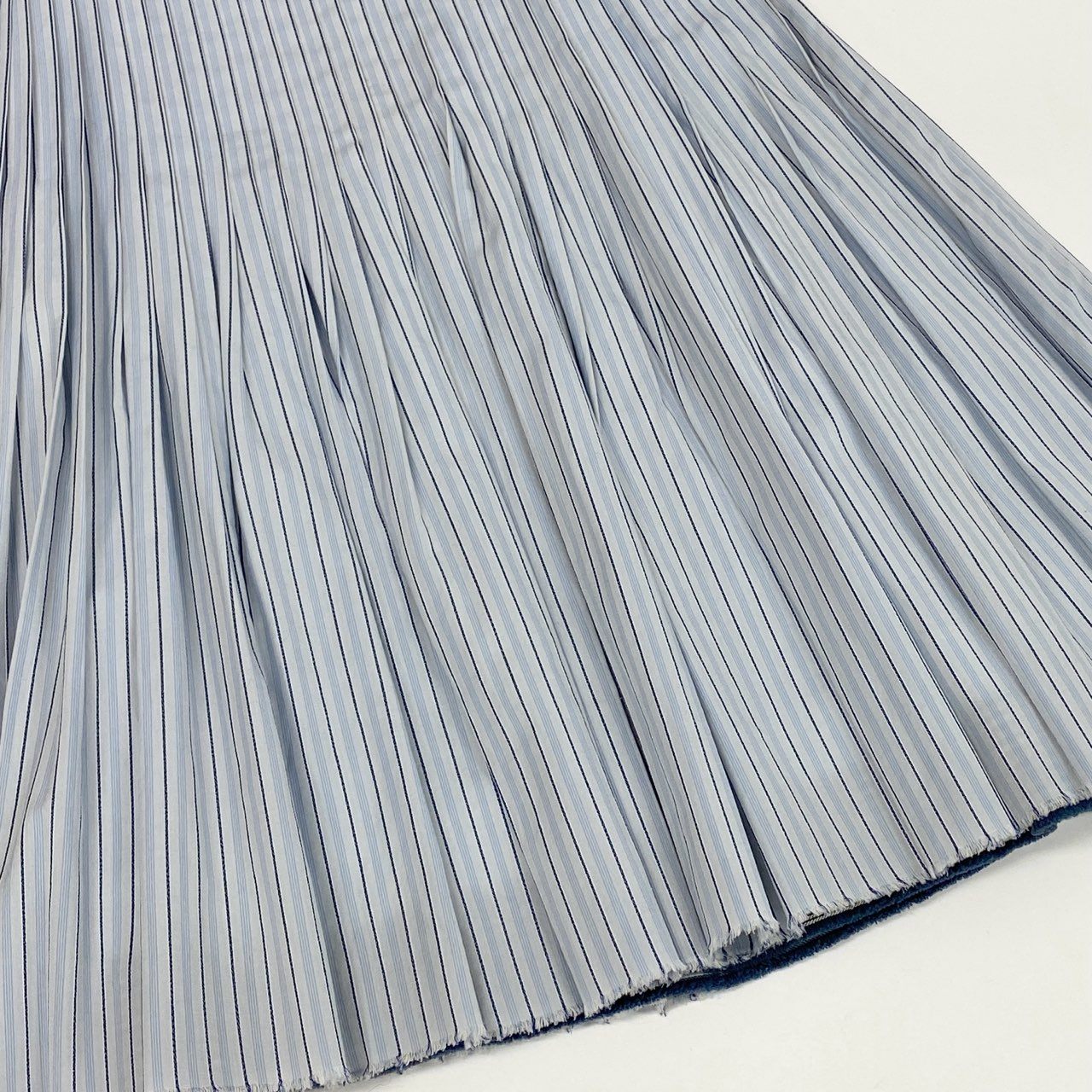 Cb9 《美品》 CHANEL シャネル 2008 クルーズライン タックプリーツスカート フレアスカート P32213 34 ブルー コットン レディースta1