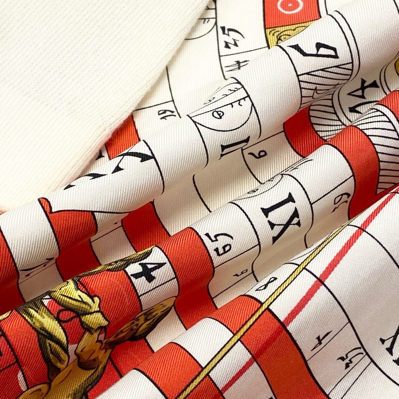 86a16 HERMES エルメス DIES ET HORE ニット切替 ロングスリーブ ポロシャツ シルク100％ メンズ 紳士服 M オフホワイトo07t