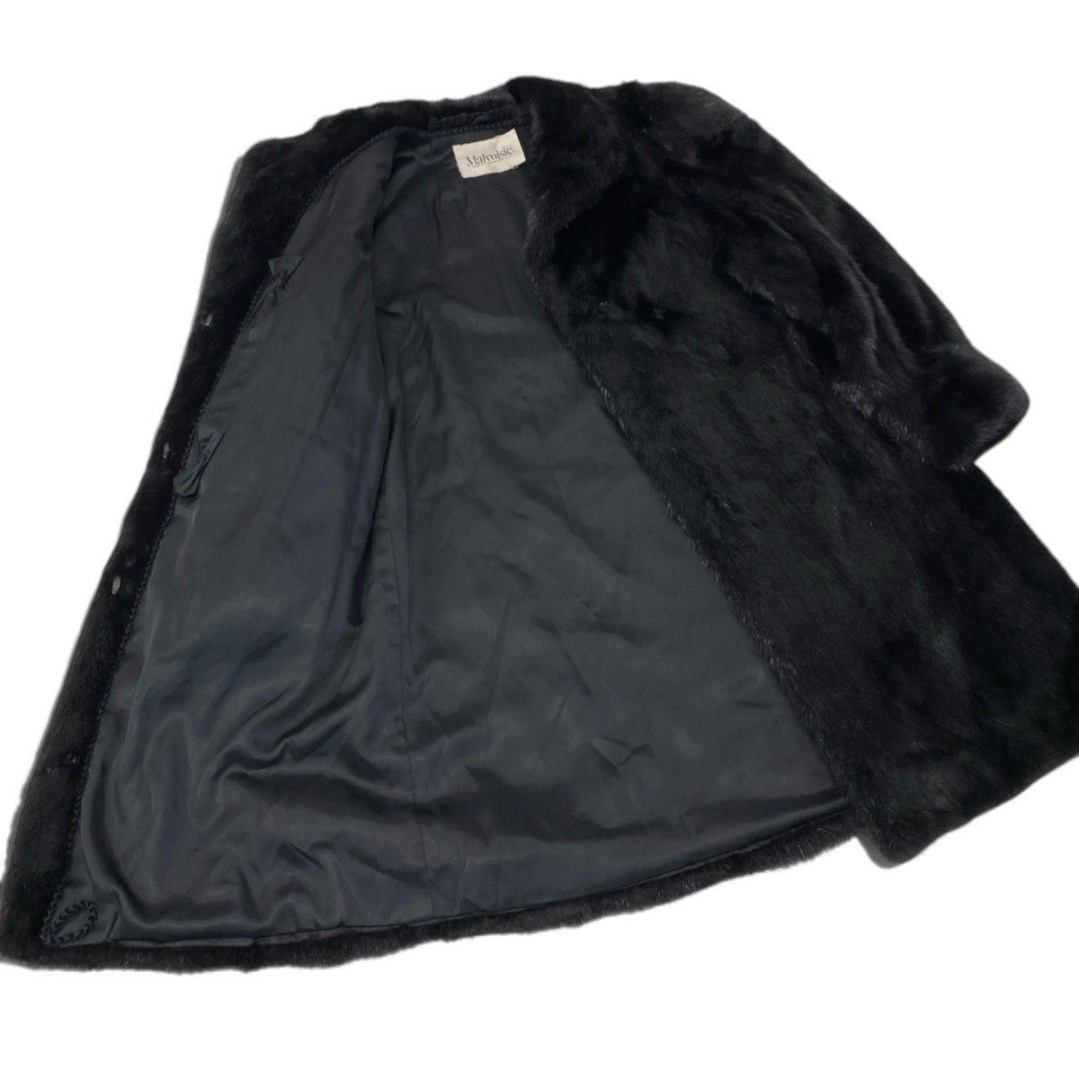 69i24 Malvoisie ダークミンク ロングコート サイズ13 ブラック 本毛皮 Dark Mink Fur Long Coat リアルファーt18r
