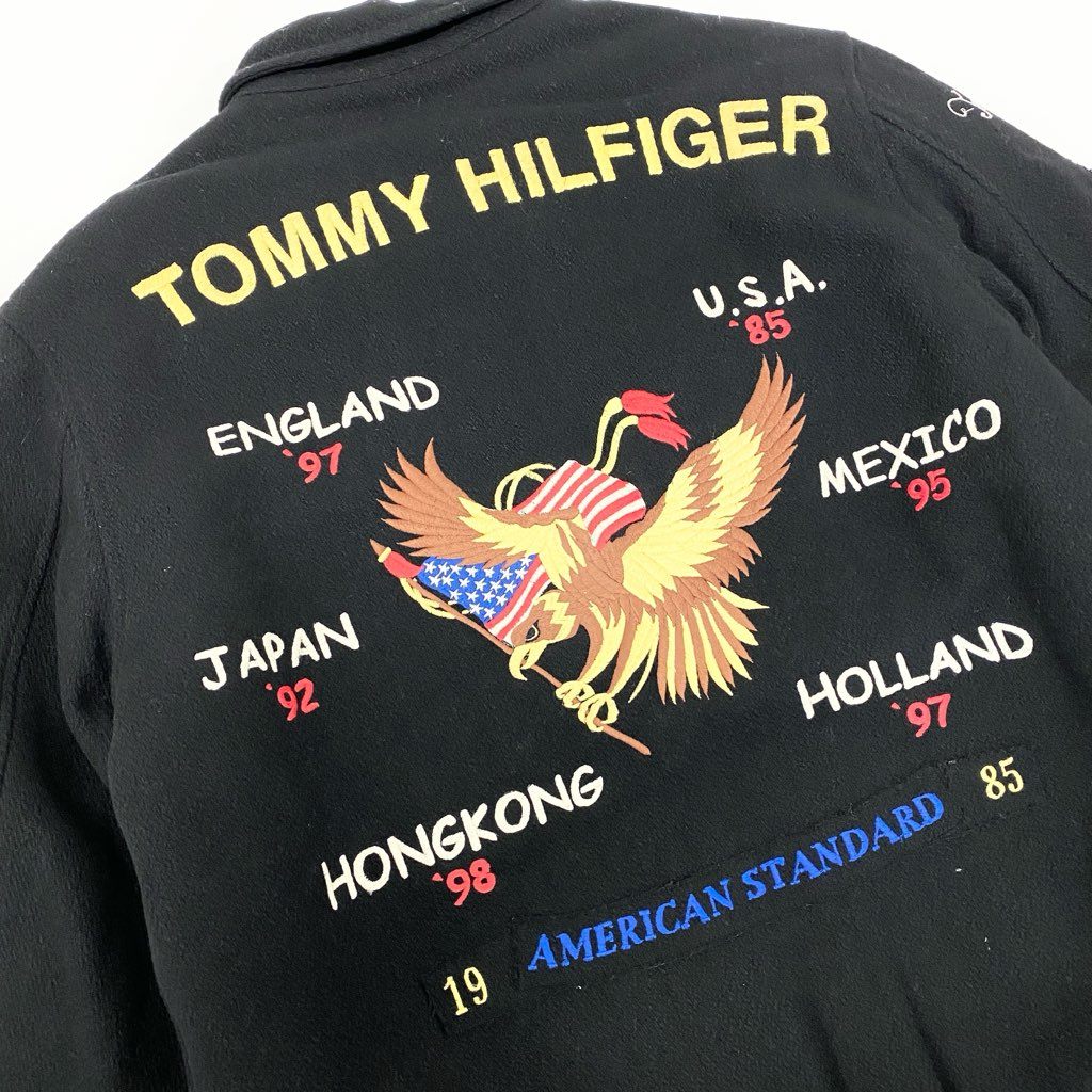 40l25《30着限定品》 TOMMY HILFIGER トミーヒルフィガー Limited Edition 8/30 ツアー スーベニアジャケット M ブラック 日本製 激レアt18r