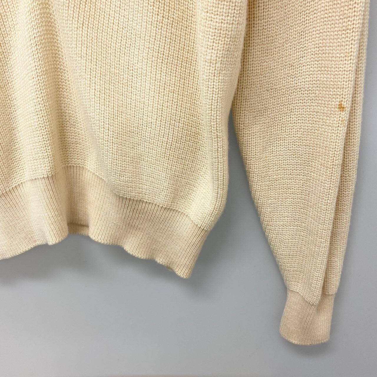 83e15 Christian Dior クリスチャンディオール Vintage ハーフジップ ニット トップス セーター ハイネック Mサイズ アイボリー系 ウール レディースo07t