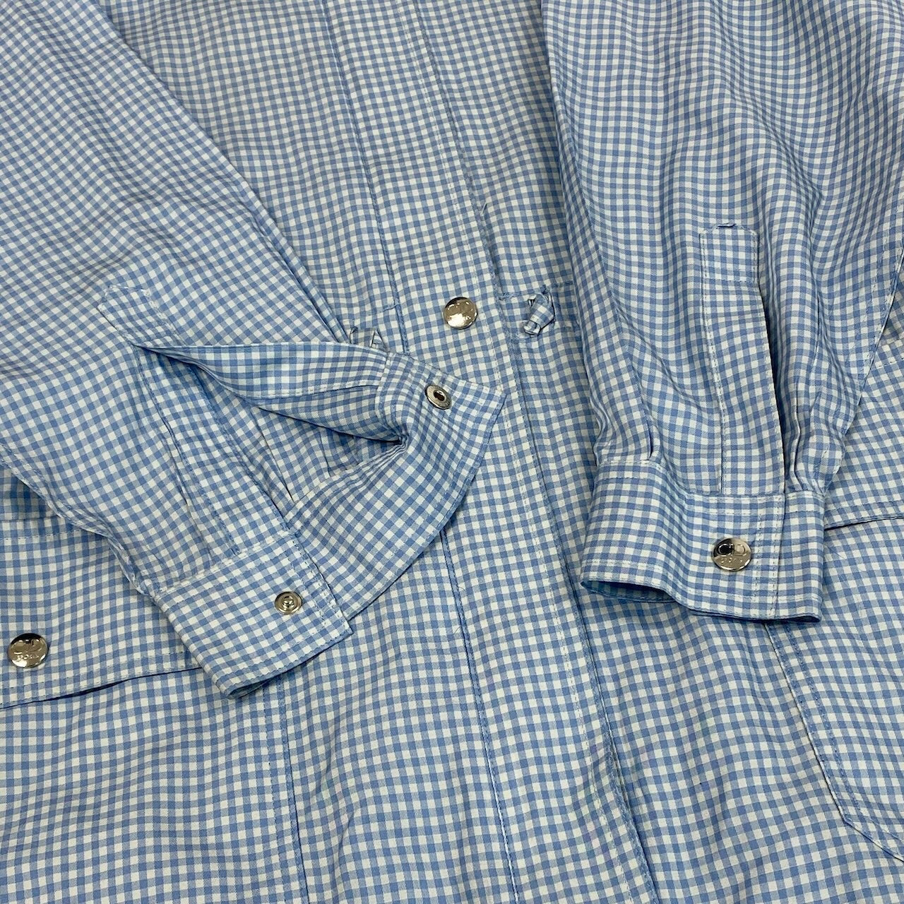 Ic27 Christian Dior クリスチャンディオール フーディージャケット ギンガムチェック フード取り外し可 CDロゴ刺繍 Lサイズ ホワイト ブルー 画像参照 レディース 女性用u02t