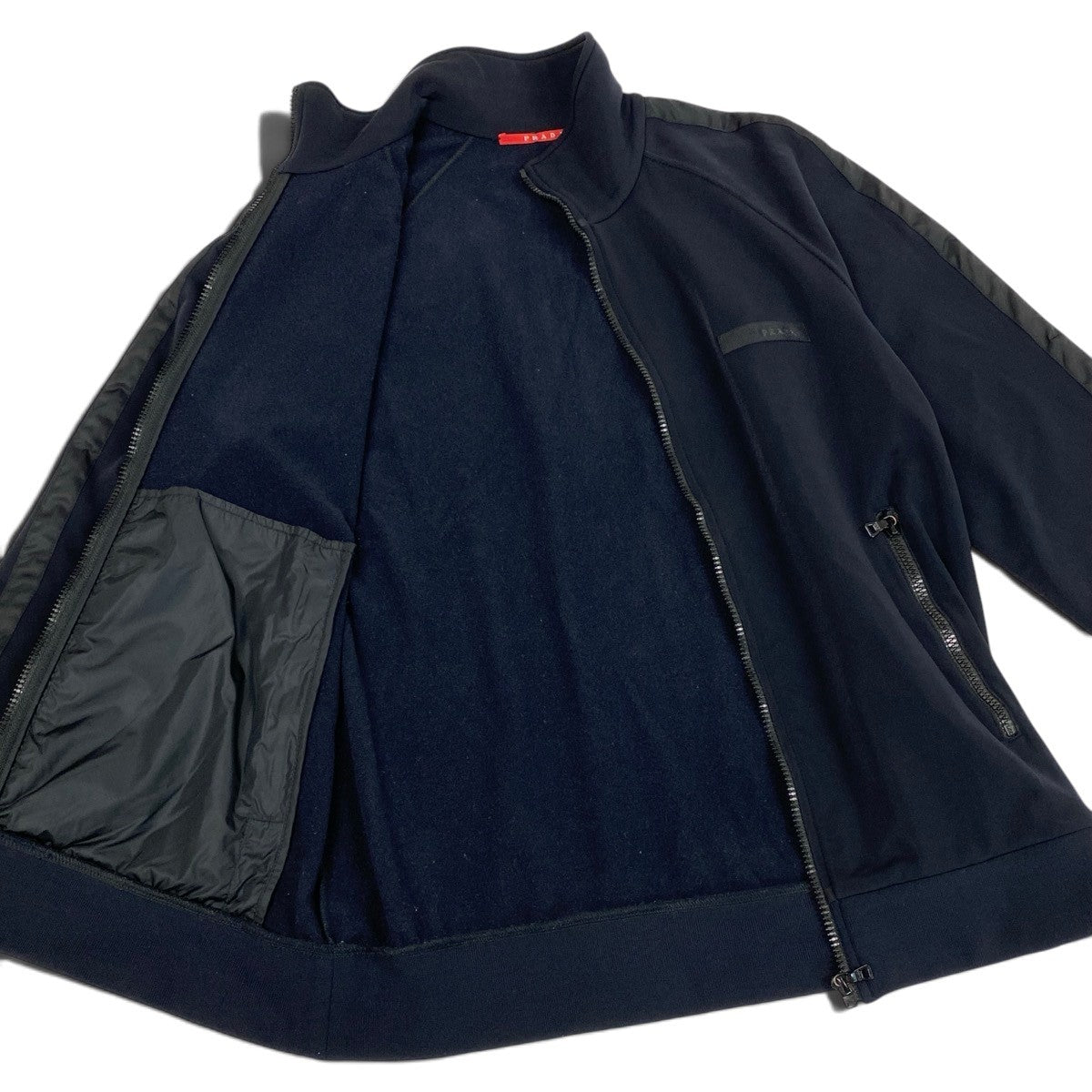 i8 PRADA 2008年 ロゴテープ サイドライン トラックジャケット Sサイズ ブラック メンズ 男性用u02t