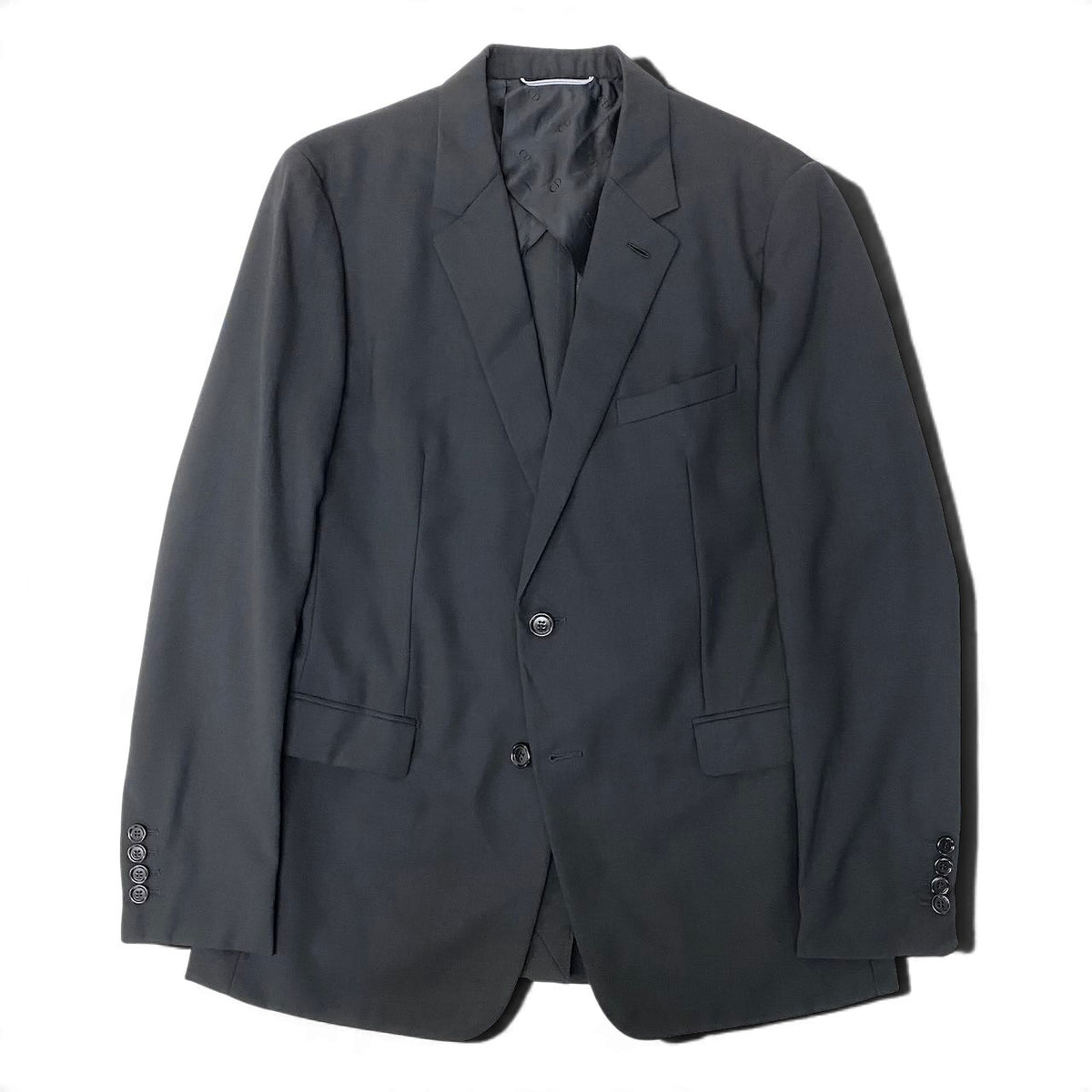 47j16 【極美品】 DIOR ディオール テーラードジャケット アンコンジャケット  シングル 2B サイズ48 ブラック ウール100％ メンズu02t