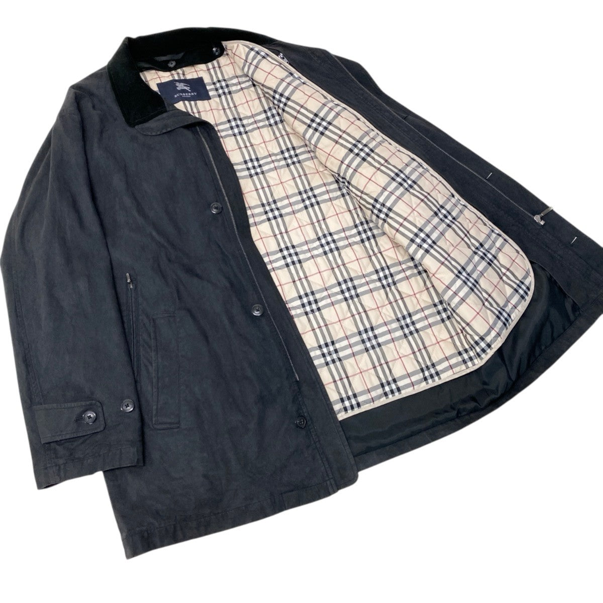 93h3 BURBERRY LONDON バーバリー ロンドン ライナー付き コート ジャケット ノバチェック BBN09-112-09 Lサイズ ブラック メンズo07t