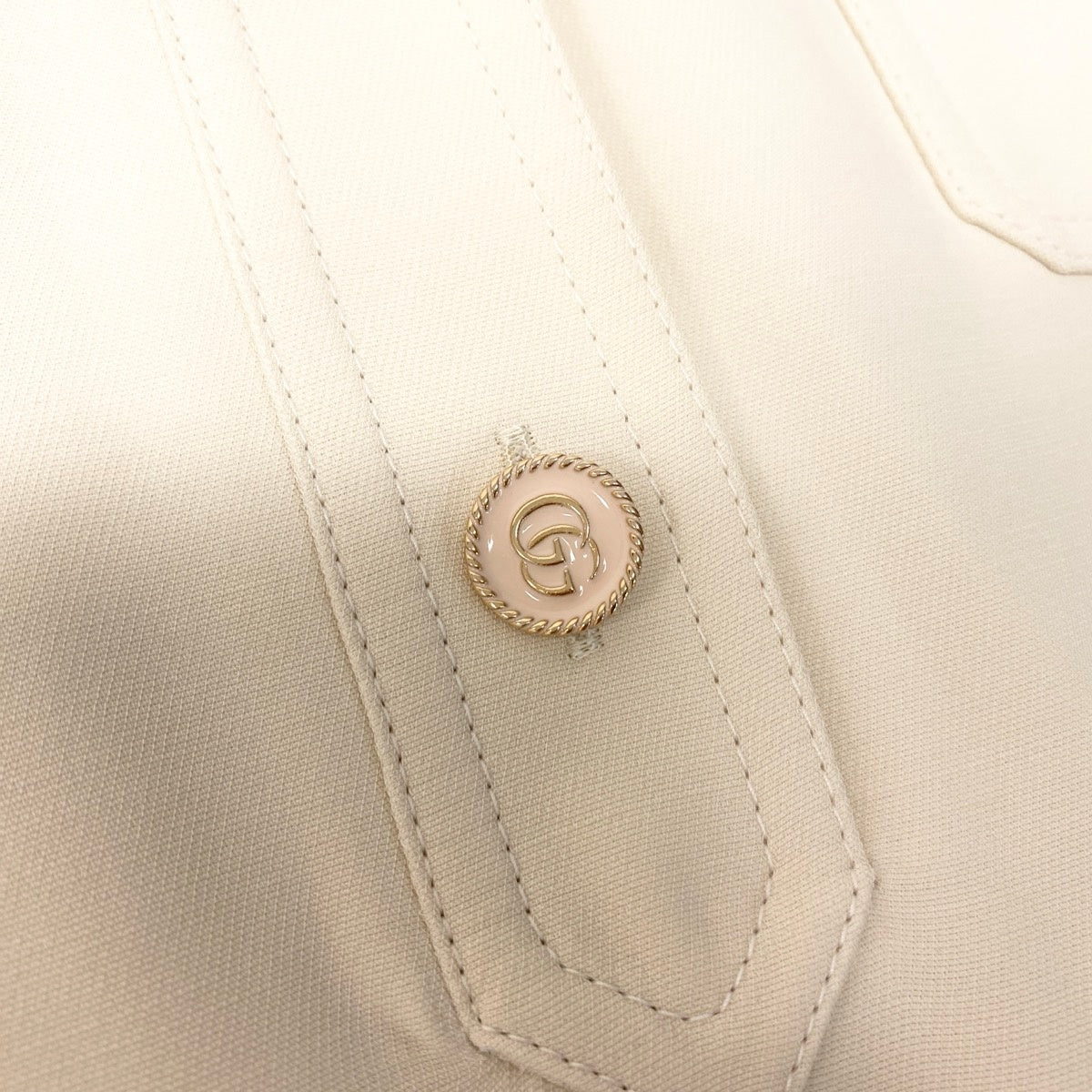 Hf12 【未使用タグ付】 GUCCI グッチ ダブルG チェーン ショートスリーブ ポロワンピース 661672 サイズ40 アイボリー レディース 女性用k02i