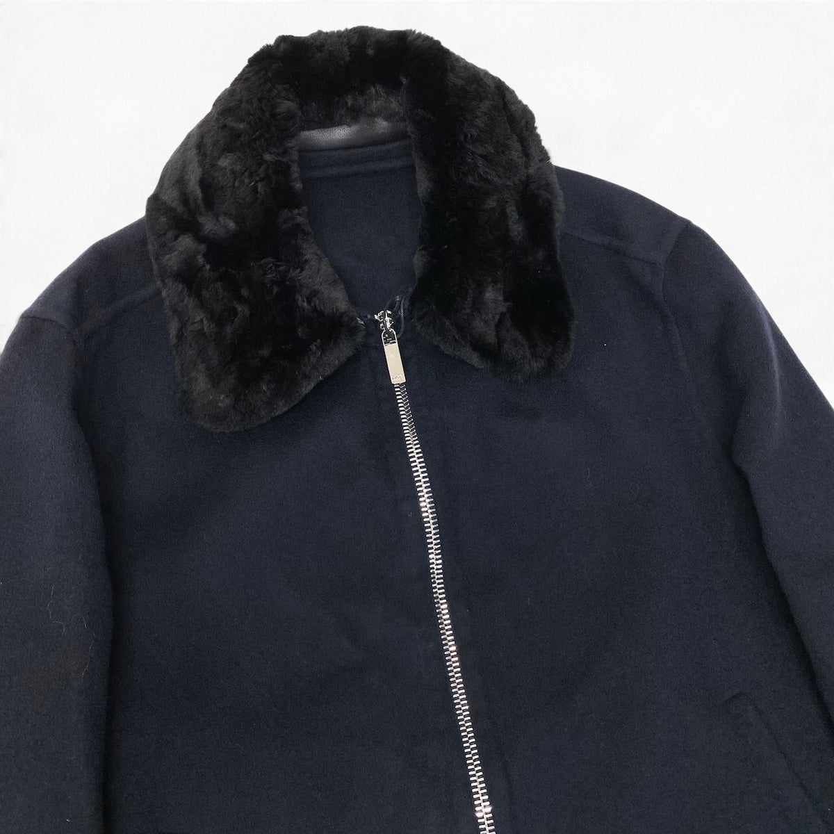 37j16 【未使用】 DIOR HOMME ディオールオム ビーバーファー ウールジャケット 2way ブルゾン 013C406A3840 サイズ46 ネイビー メンズu02t