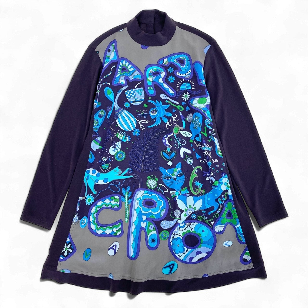 56k27 TOKUKO 1er VOL トクコプルミエヴォル 長袖ワンピース ロングワンピース Aライン 伸縮ストレッチ 9 パープル レディースu02t