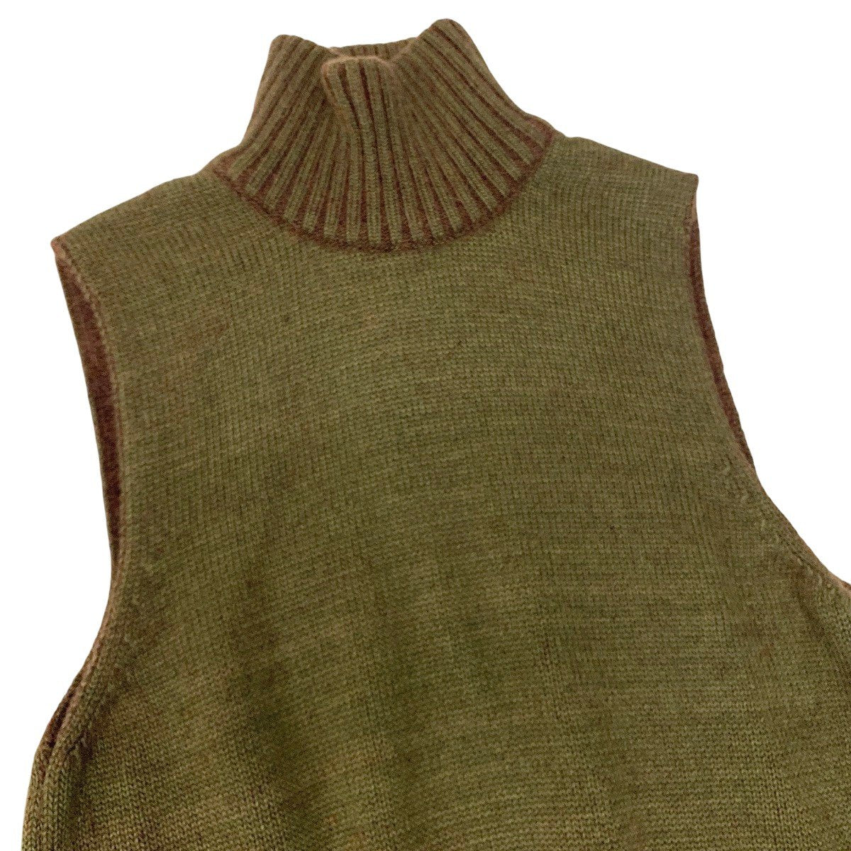 Mf18《美品》 Maison Margiela メゾンマルジェラ サイドスリット タートルネックニットベスト Side-Slit Turtleneck Knit Vest サイズS カーキt18r