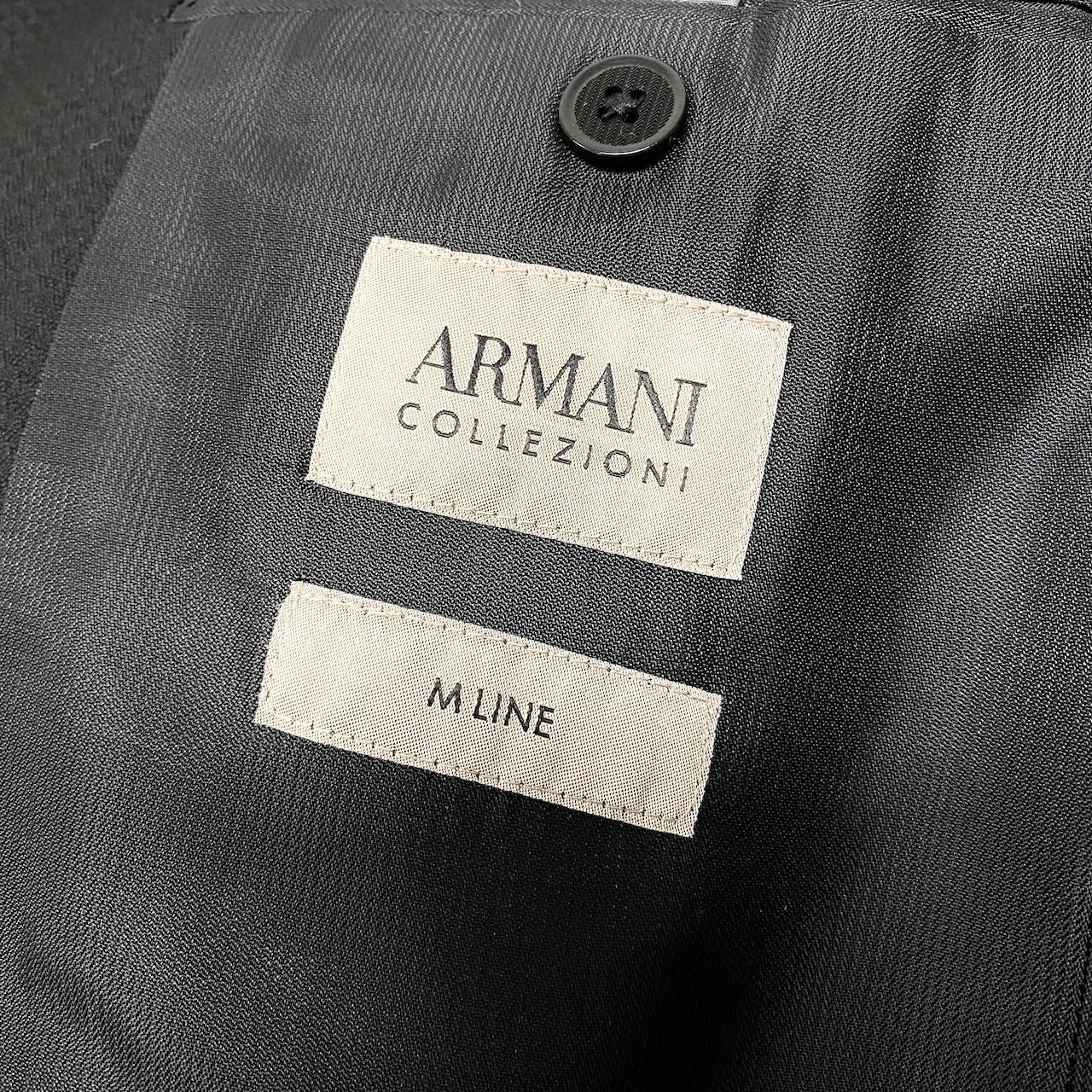 11c29 【美品】 ARMANI COLLEZIONI アルマーニコレツィオーネ M LINE セットアップスーツ シングルスーツ 2B メンズ 紳士服 フォーマル ビジネス イタリア製 50 ブラック ウール100％u02t