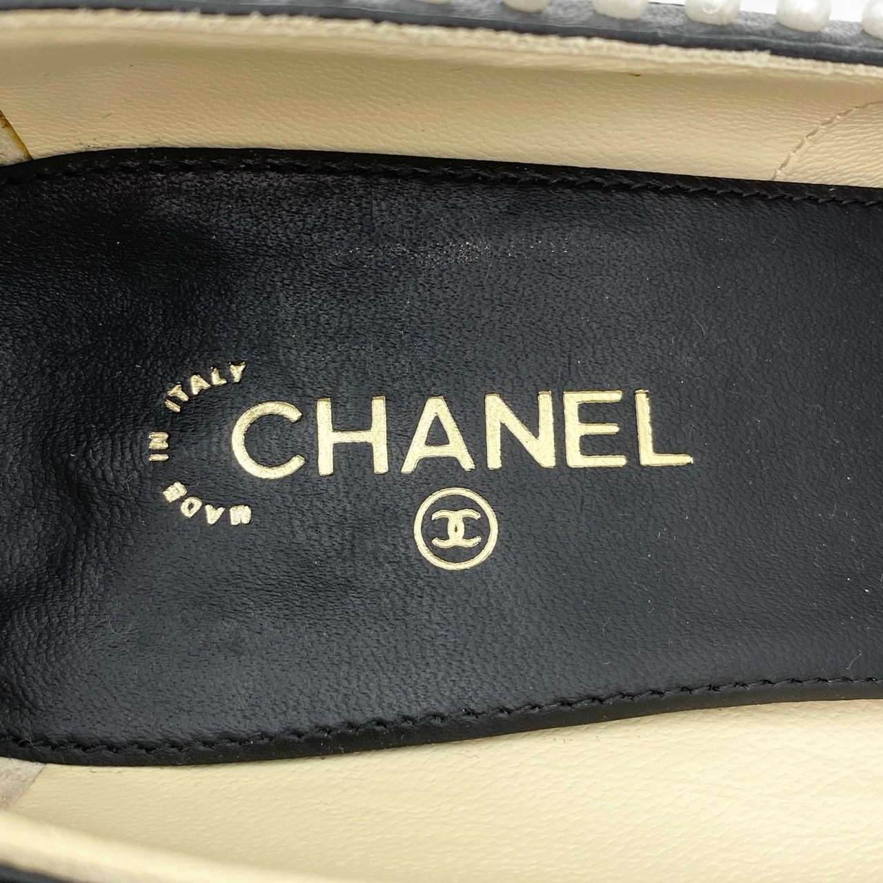 3c30 CHANEL シャネル ココマーク パール付き ヒールパンプス G31552 36C ベージュ ブラック レザー シューズ 靴t18r