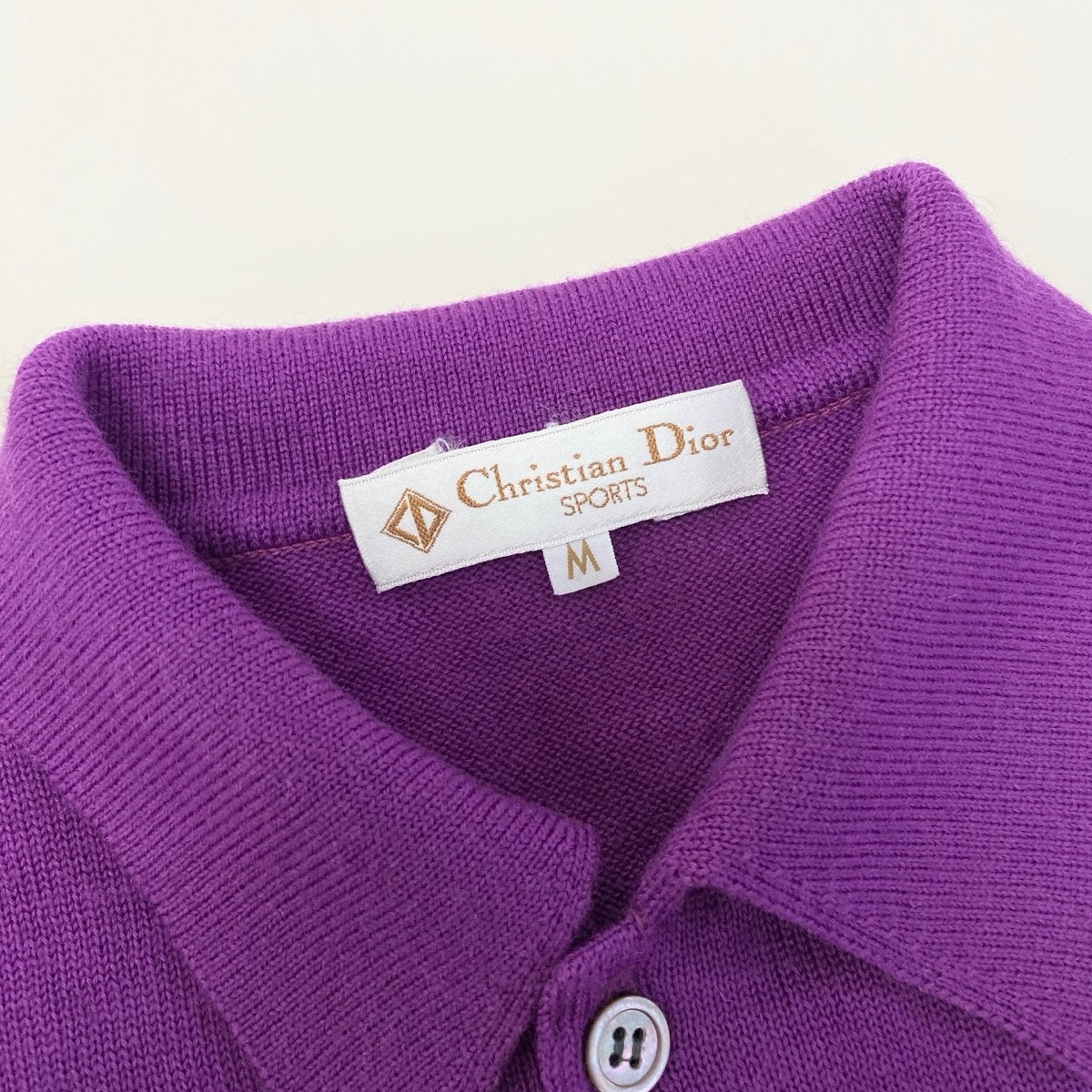 Eg8 Christian Dior SPORTS クリスチャンディオール ロングスリーブ ニットポロシャツ CDロゴ サイズM パープル ウール100％ メンズ 紳士服o07t