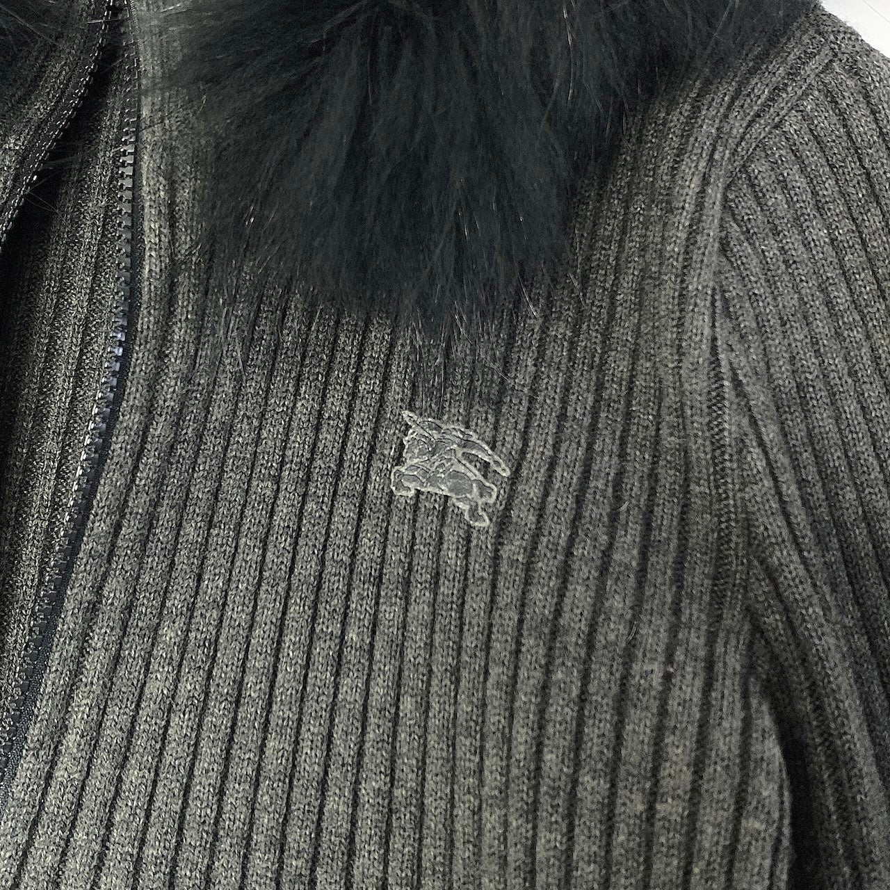 27e11 BURBERRY GOLF バーバリーゴルフ リブニットフルジップフーディー パーカー ダブルジップ 日本製 1サイズ グレー メンズ 男性用k02i