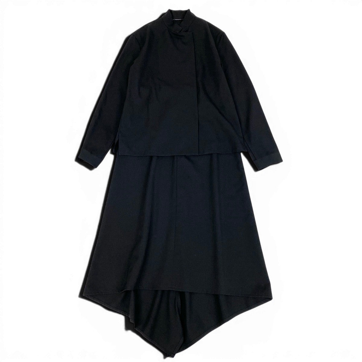 Af27 LIMI feu リミフゥ Yohji Yamamoto ヨウジヤマモト セットアップ シャツジャケット ロングスカート ブラック ウール100％ レディースo07t