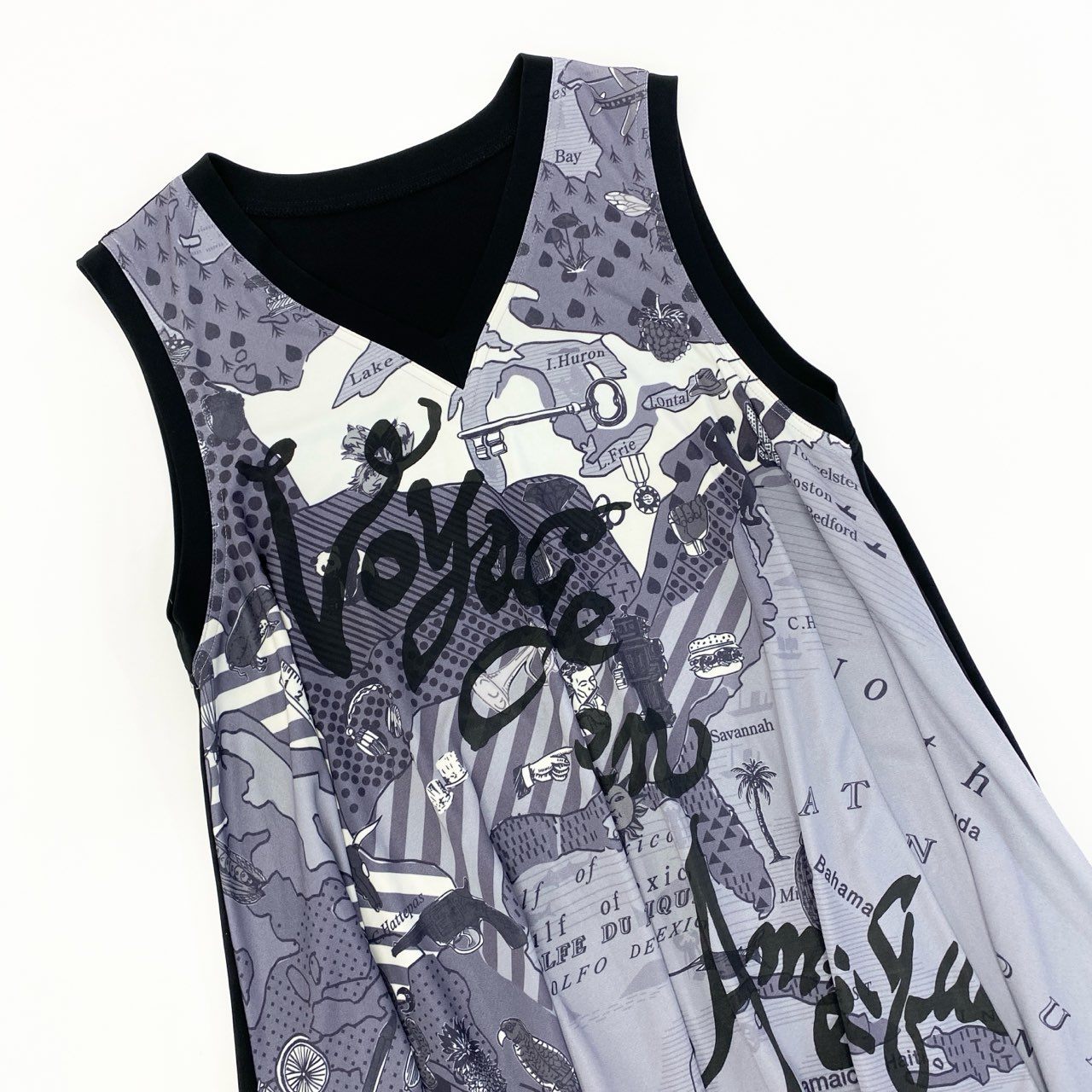 76a28 TOKUKO 1er VOL トクコプルミエヴォル チュニックワンピース ノースリーブ トップス 9 Mサイズ相当 ブラック レディースo07t