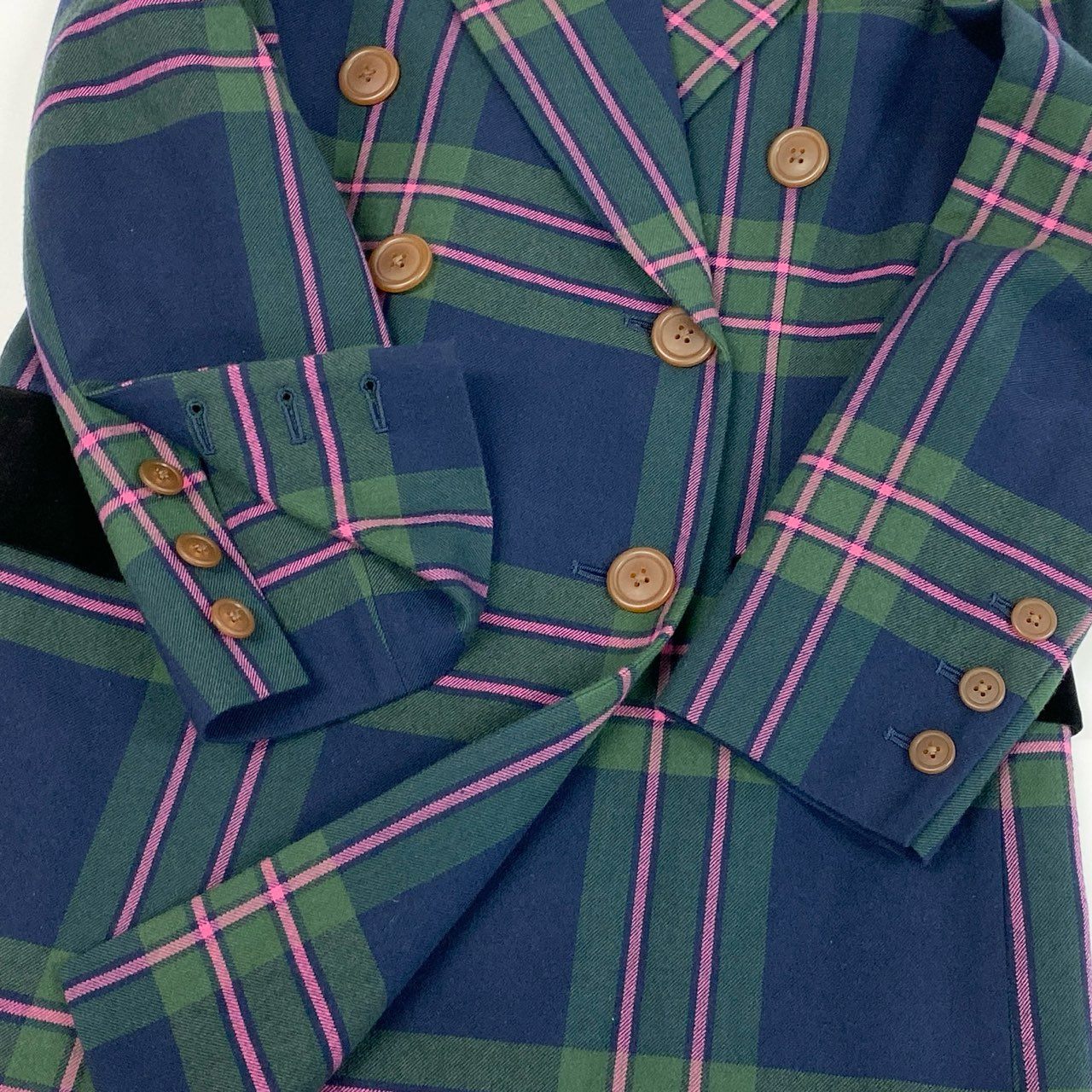 57a13 【美品】 Vivienne Westwood RED LABEL ヴィヴィアンウエストウッド レッドレーベル ダブルブレスト テーラードジャケット チェック柄 裏地総柄 レディース 女性用 16-12-412003 サイズ01 マルチカラーo07t