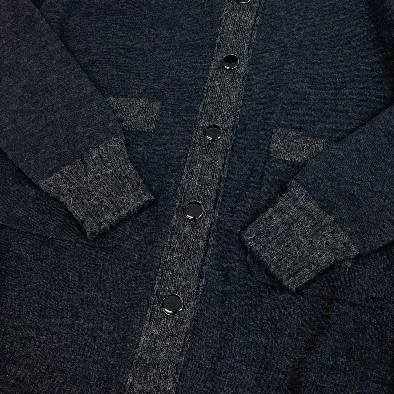 34a27【美品】HERMES エルメス ニットカーディガン ロングカーディガン Vネック Hロゴ イタリア製 38サイズ グレー レディース 女性用o07t