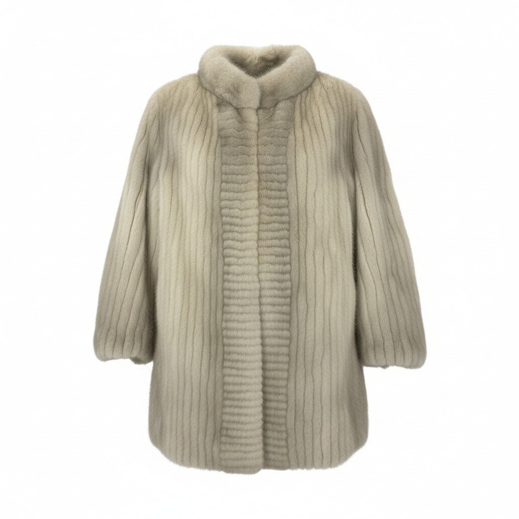 36k28 Canada Mink 最高級毛皮 サファイヤミンク ミンクコート ハーフコート MINK FUR フリー シルバーグレーu02t