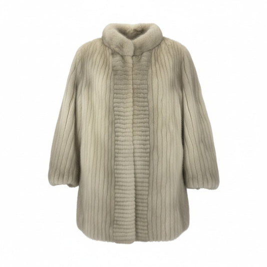 36k28 Canada Mink 最高級毛皮 サファイヤミンク ミンクコート ハーフコート MINK FUR フリー シルバーグレーu02t