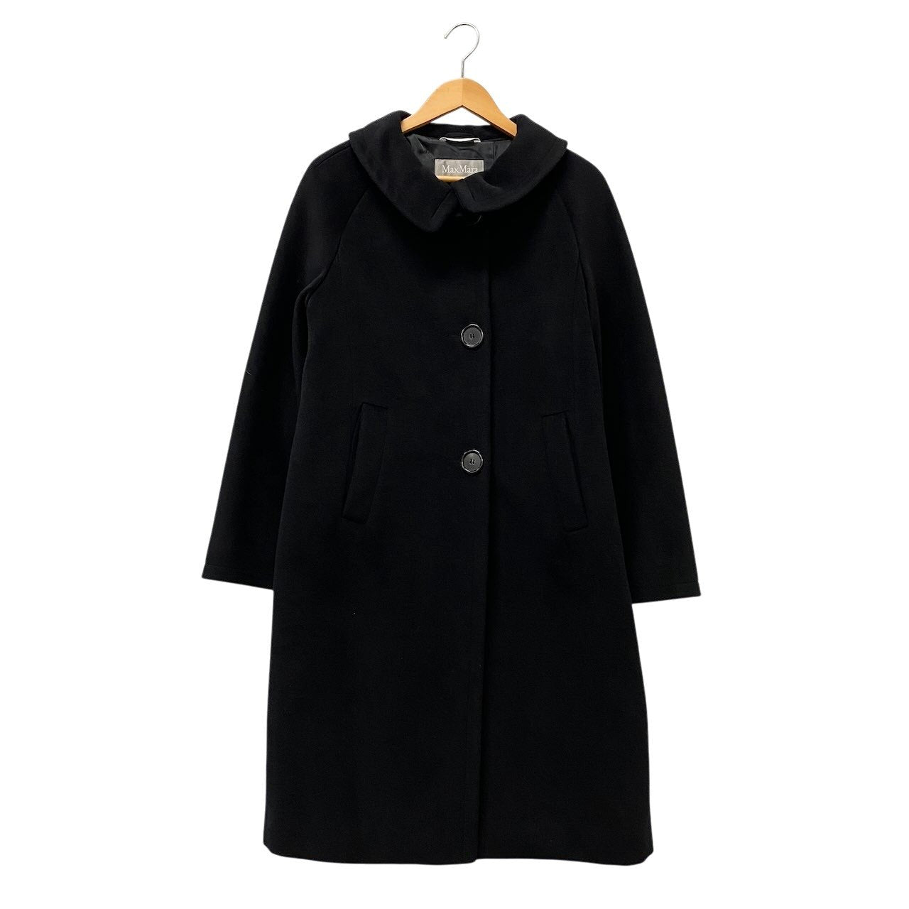 85g5 Max Ｍara マックスマーラ ステンカラーコート ロングコート イタリア製 サイズ40 ブラック ウール100％ レディース 女性用u02t
