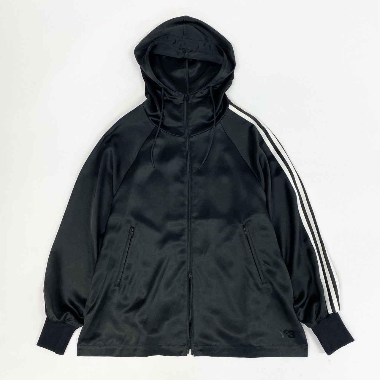 10a26《美品》 Y-3 ワイスリー 3S TCH SLK HOOD スリーストライプ テックフード IQ1798 サイズS ブラック Yohji Yamamoto × adidast18r