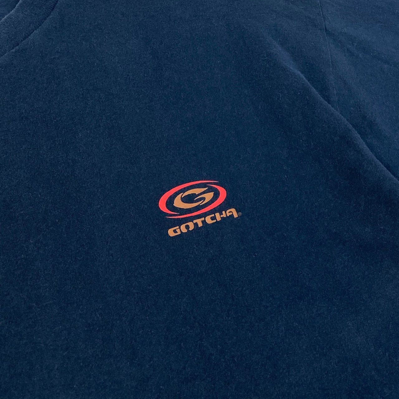 66i11 GOTCHA ガッチャ 長袖カットソー 98年 90’s old surf 両面袖プリント Tシャツ USA製 メンズ 男性用 XL ネイビー マルチカラー コットン100％u02t